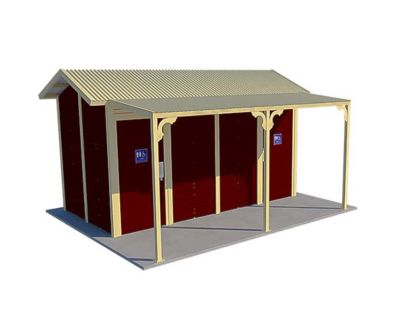 Burton 2 Standard Toilet Building with Manor Red and Classic Cream colour scheme